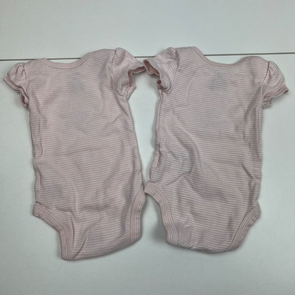 Bundle of 2 Carter's "The New Family Favorite" Pink Strip Bodysuits Sz NB - Picture 2 of 4